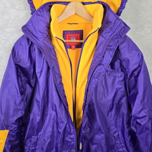 Vintage Minnesota Vikings NFL G-iii Jacket Men's Large Purple Hooded Insulated - Picture 5 of 16